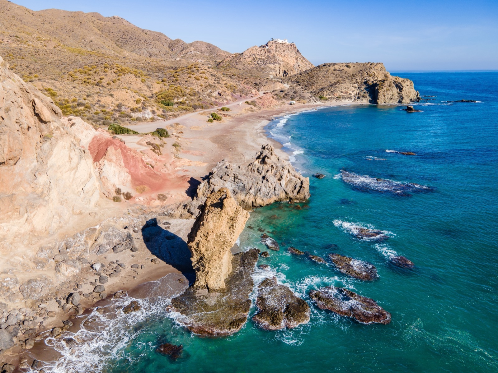 Sunrise over a cove at Cabo de Gata